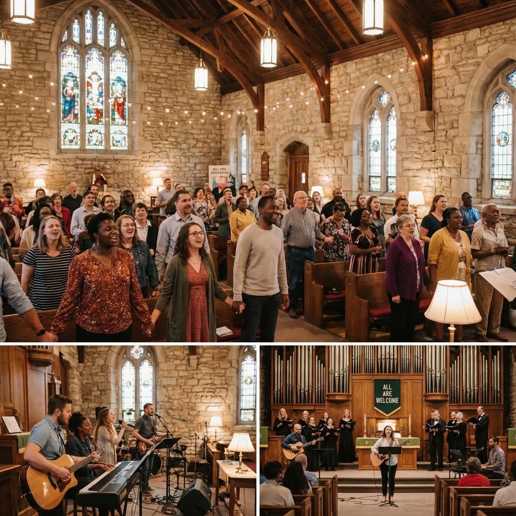 Congregation worshipping together
