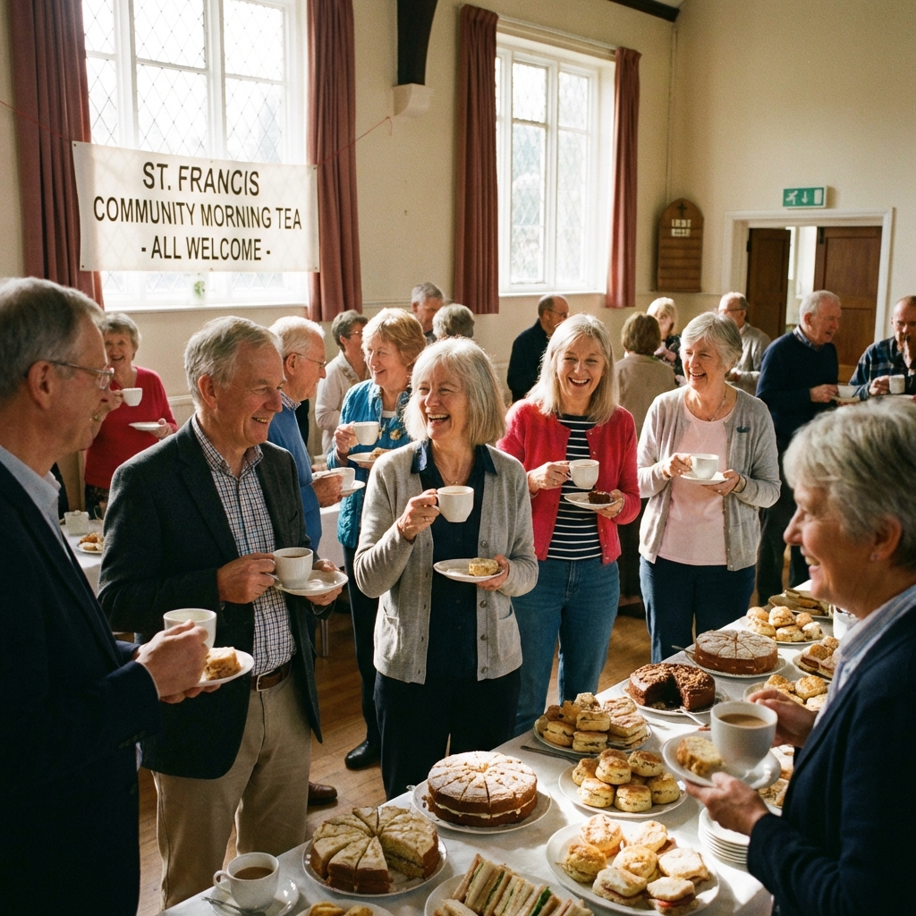 Community enjoying morning tea